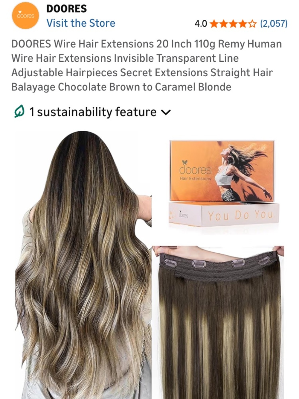 Chocolate Brown to Caramel Blonde Wire Hair Extensions - 20 Inch Remy Human Hair